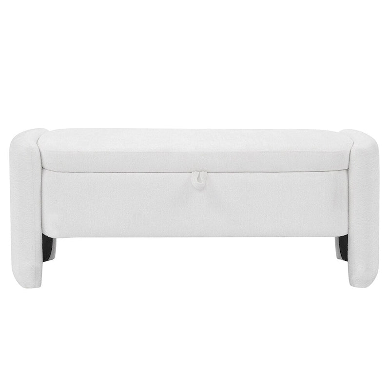 Oval Ottoman Storage Chenille Fabric Bench with Large Storage Space