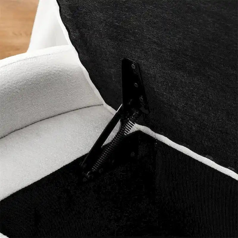 Oval Ottoman Storage Chenille Fabric Bench with Large Storage Space