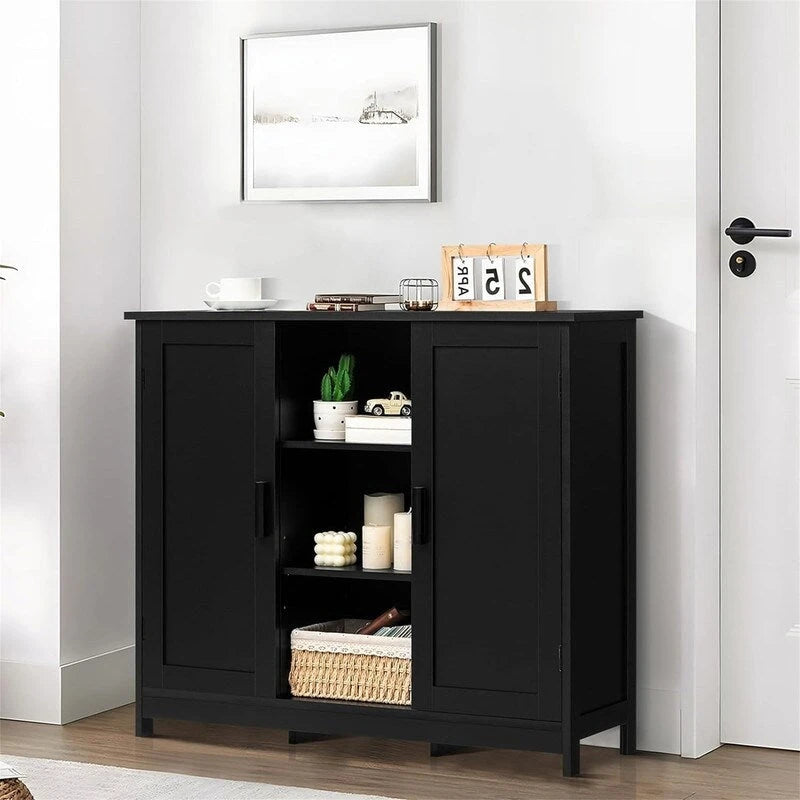 Storage Cabinet with 2 Doors and 4 Storage Shelves - 11.8D x 35.4W x 31.7H