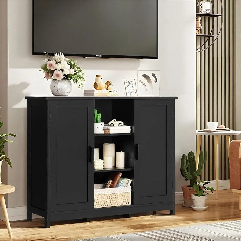 Storage Cabinet with 2 Doors and 4 Storage Shelves - 11.8D x 35.4W x 31.7H