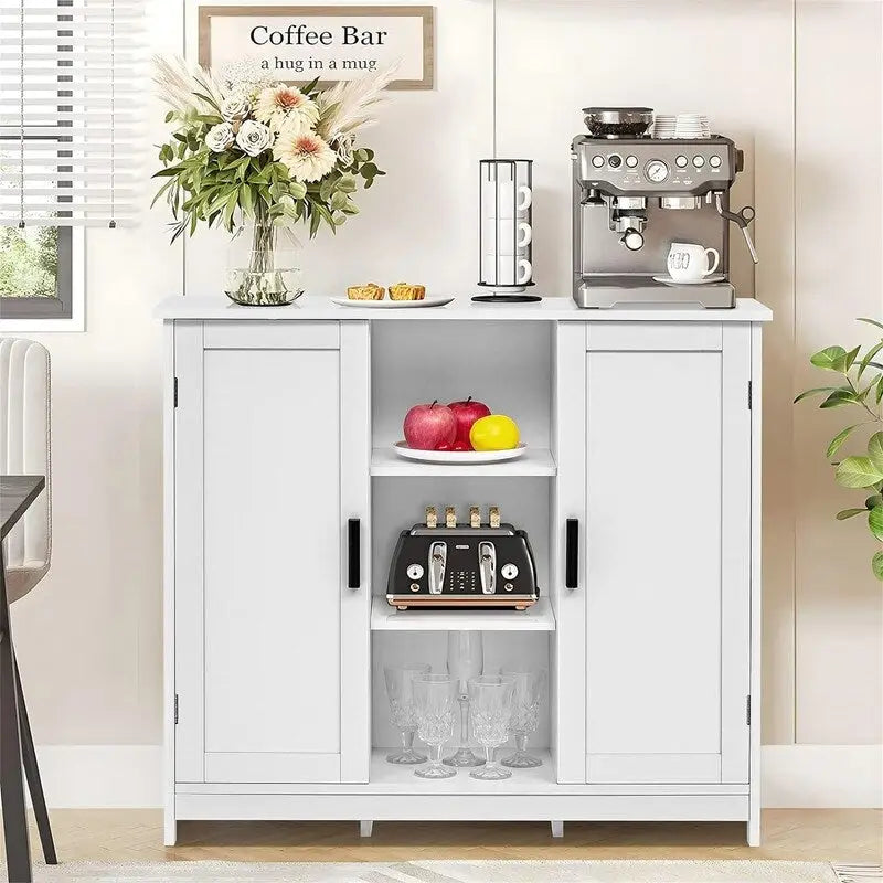 Storage Cabinet with 2 Doors and 4 Storage Shelves - 11.8D x 35.4W x 31.7H