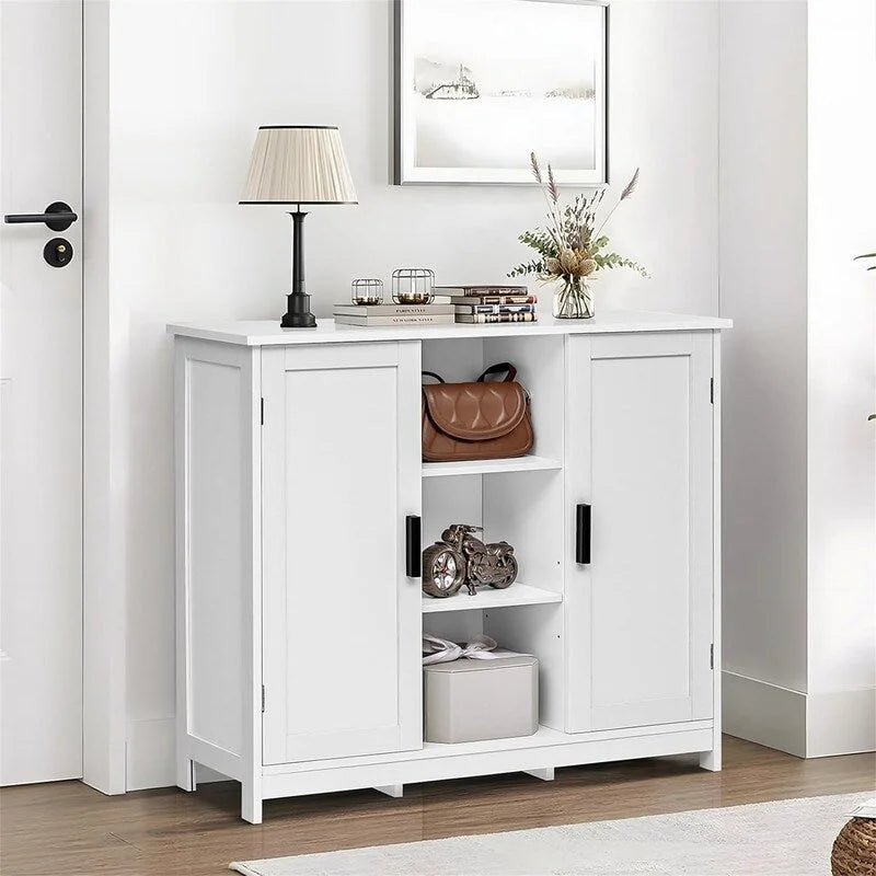 Storage Cabinet with 2 Doors and 4 Storage Shelves - 11.8D x 35.4W x 31.7H