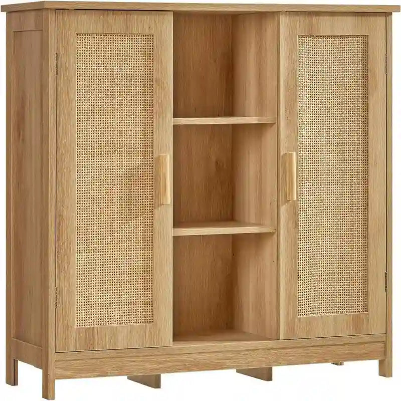 Storage Cabinet with 2 Doors and 4 Storage Shelves - 11.8D x 35.4W x 31.7H