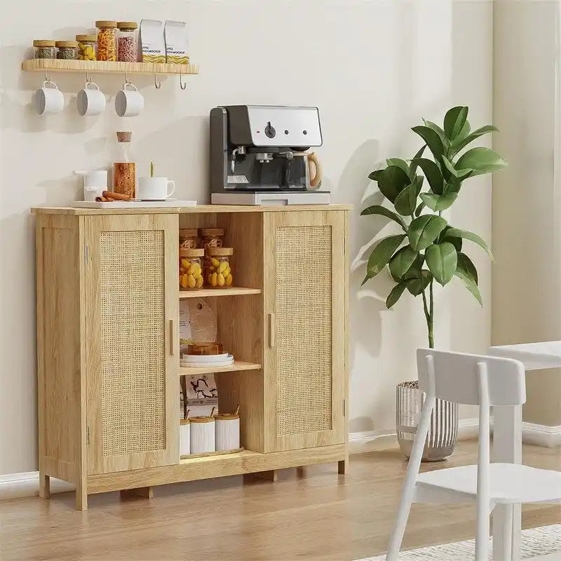 Storage Cabinet with 2 Doors and 4 Storage Shelves - 11.8D x 35.4W x 31.7H