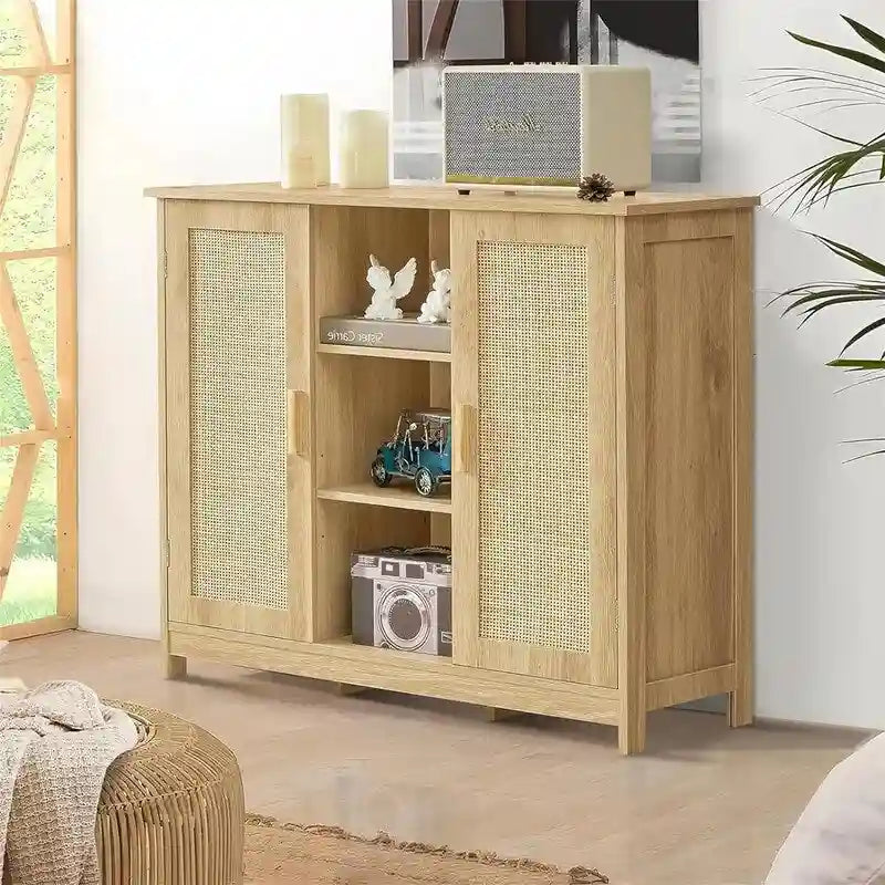 Storage Cabinet with 2 Doors and 4 Storage Shelves - 11.8D x 35.4W x 31.7H