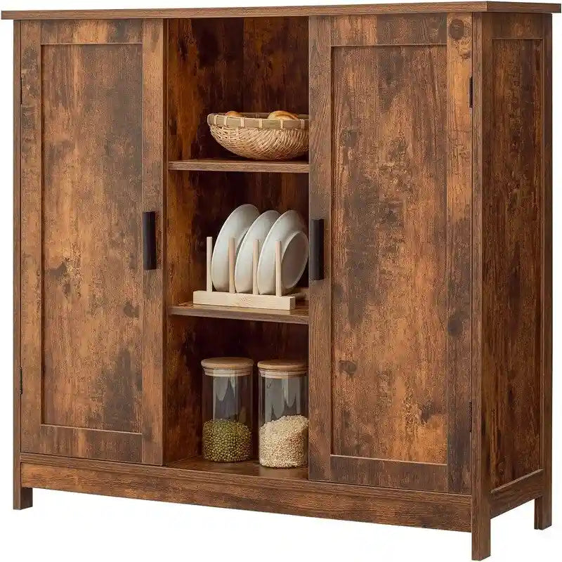 Storage Cabinet with 2 Doors and 4 Storage Shelves - 11.8D x 35.4W x 31.7H
