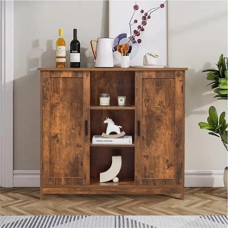 Storage Cabinet with 2 Doors and 4 Storage Shelves - 11.8D x 35.4W x 31.7H