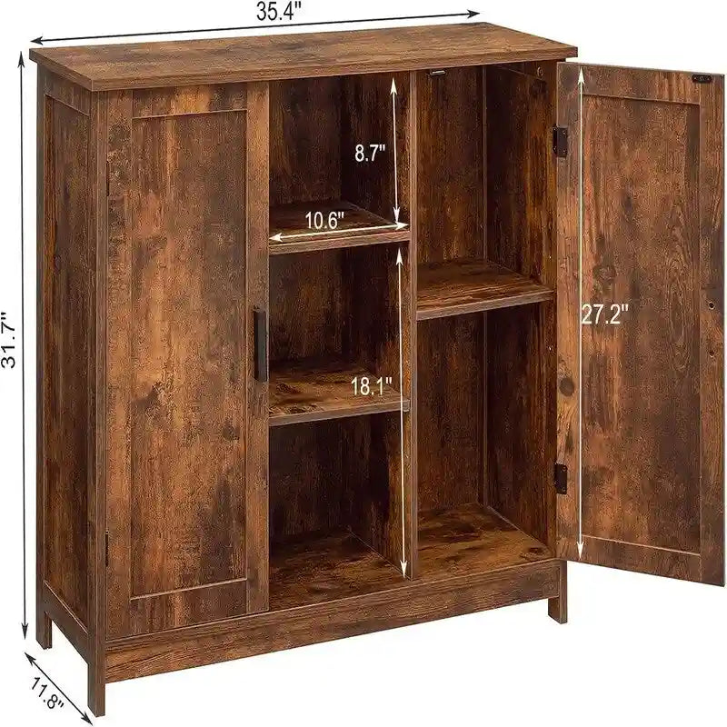 Storage Cabinet with 2 Doors and 4 Storage Shelves - 11.8D x 35.4W x 31.7H