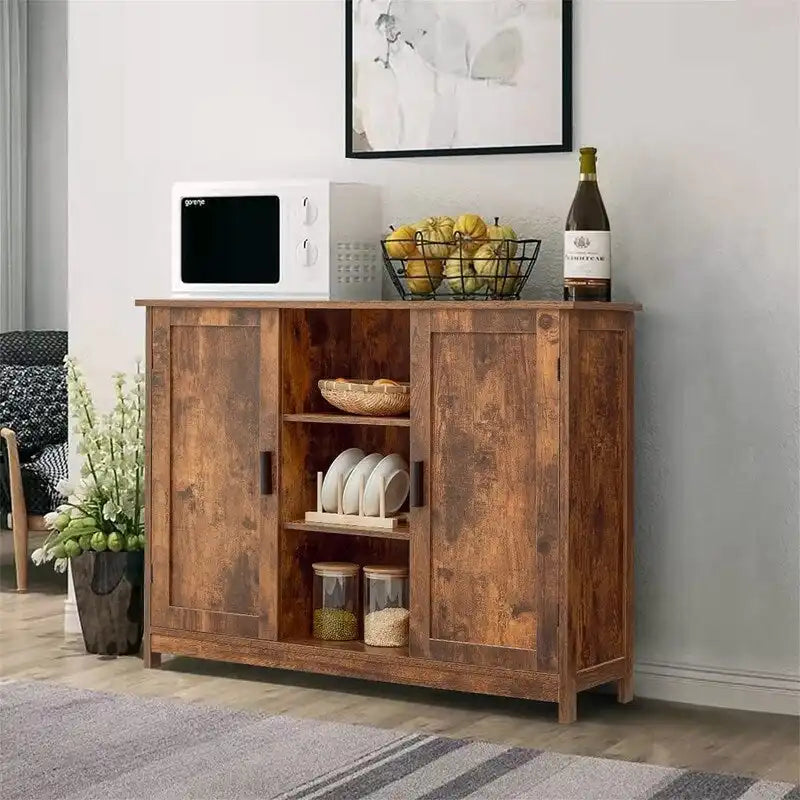 Storage Cabinet with 2 Doors and 4 Storage Shelves - 11.8D x 35.4W x 31.7H