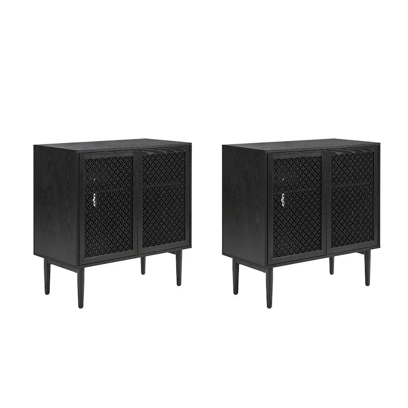 Modern Dominik 32Tall 2-Door Accent Cabinet with Light set of 2 by HULALA HOME