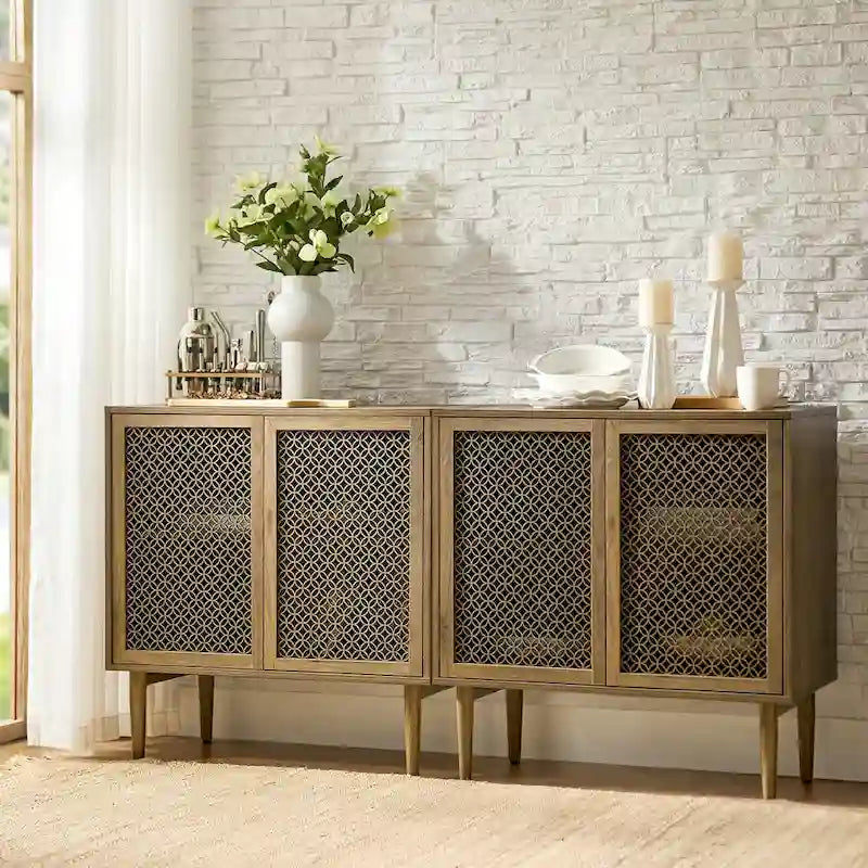 Modern Dominik 32Tall 2-Door Accent Cabinet with Light set of 2 by HULALA HOME