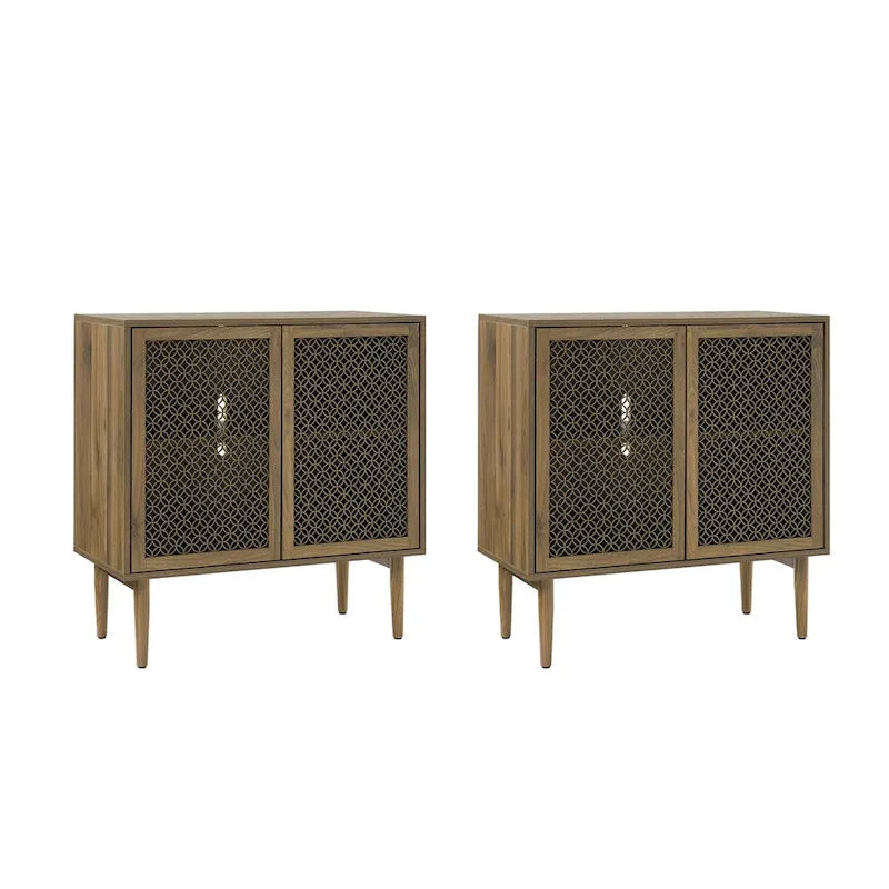 Modern Dominik 32Tall 2-Door Accent Cabinet with Light set of 2 by HULALA HOME