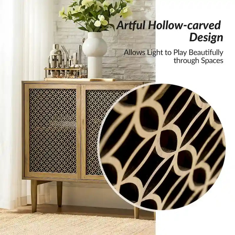 Modern Dominik 32Tall 2-Door Accent Cabinet with Light set of 2 by HULALA HOME