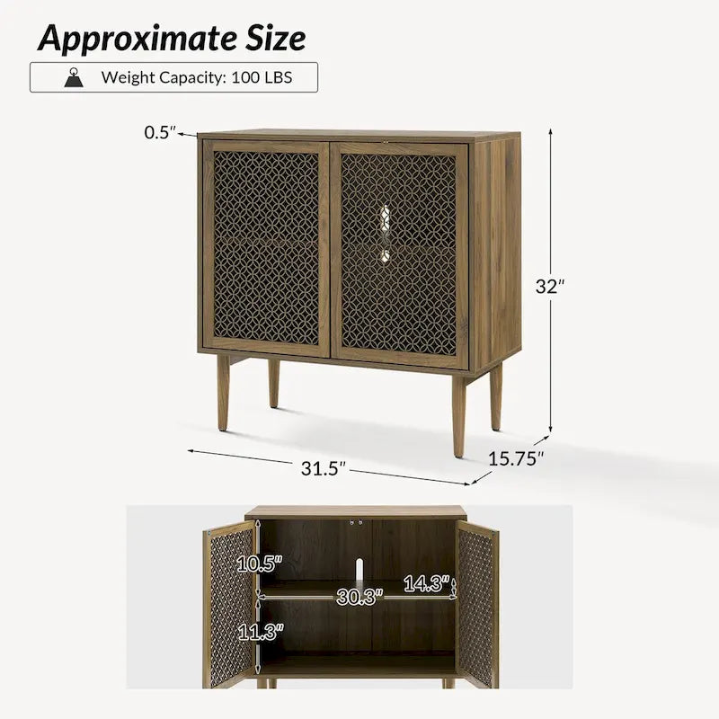 Modern Dominik 32Tall 2-Door Accent Cabinet with Light set of 2 by HULALA HOME