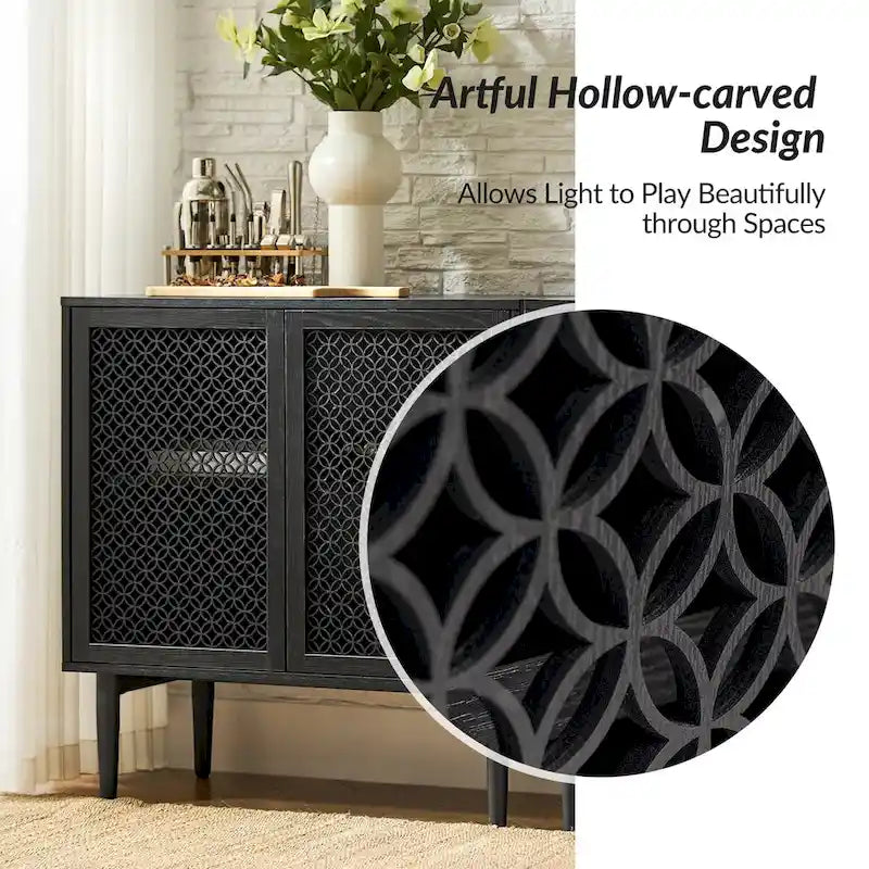 Modern Dominik 32Tall 2-Door Accent Cabinet with Light set of 2 by HULALA HOME