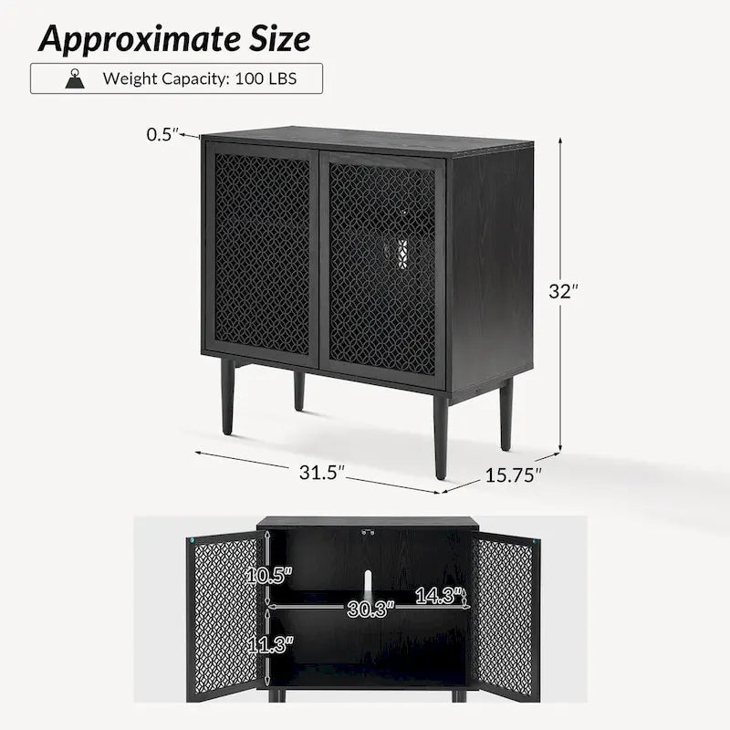 Modern Dominik 32Tall 2-Door Accent Cabinet with Light set of 2 by HULALA HOME