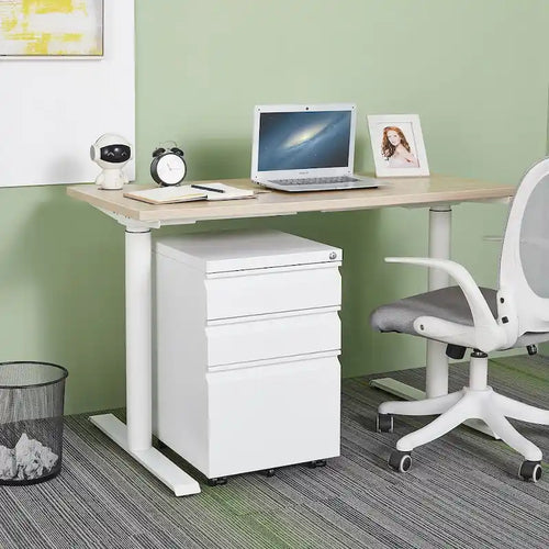 3 Drawer File Cabinet with Lock, Steel Mobile Filing Cabinet on Anti-tilt Wheels, Rolling Locking Office Cabinets Under Desk