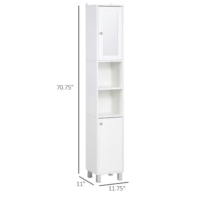 Tall Bathroom Storage Cabinet with Mirror,Freestanding Tower Cabinet