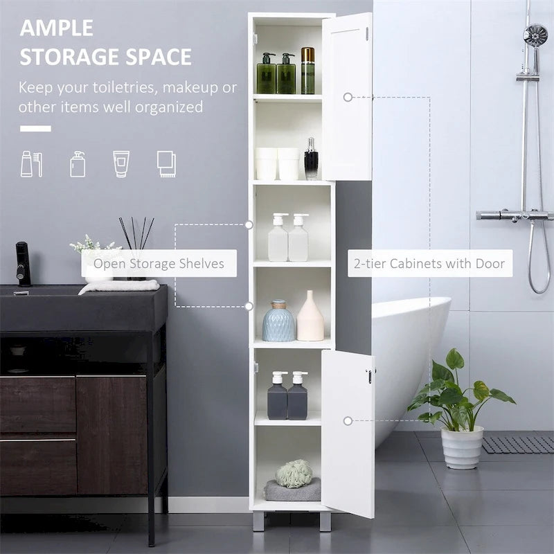 Tall Bathroom Storage Cabinet with Mirror,Freestanding Tower Cabinet