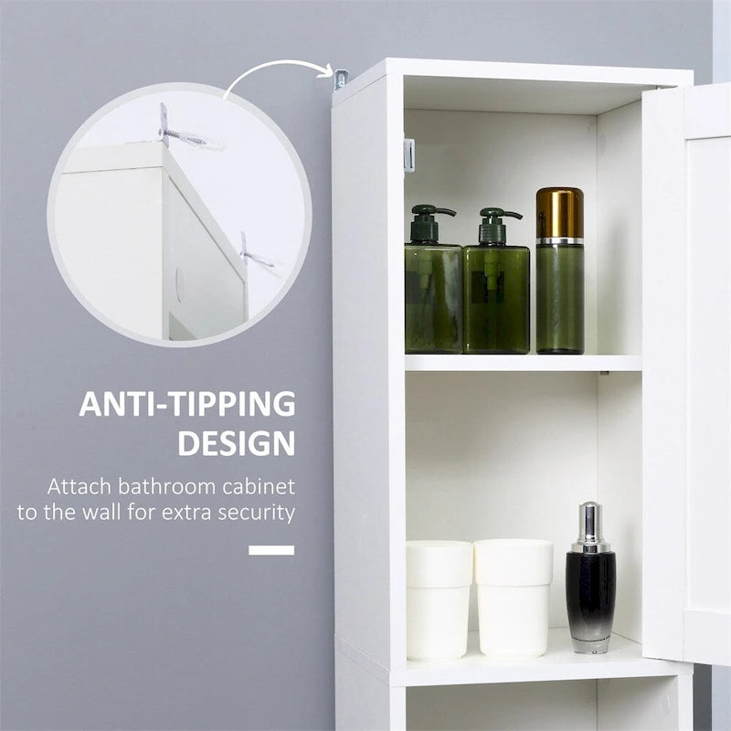 Tall Bathroom Storage Cabinet with Mirror,Freestanding Tower Cabinet