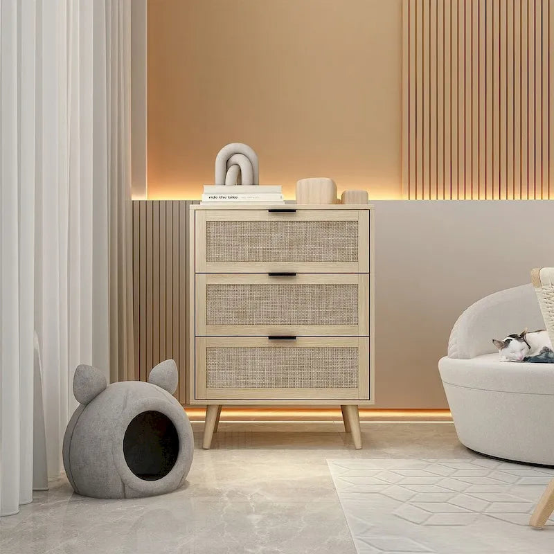 3 Drawers Morden Cabinet Night Stand for Bedroom, Living Room - N/A