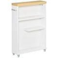 Slim Bathroom Cabinet with Wheels Storage Organizer for Bedroom, Living Room, White