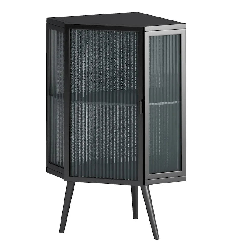 22.25 in. W x 16.54 in. D x 31.5 in. H Floor Coner Linen Cabinet with Tempered Glass Door