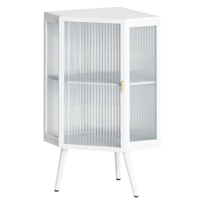 22.25 in. W x 16.54 in. D x 31.5 in. H Floor Coner Linen Cabinet with Tempered Glass Door