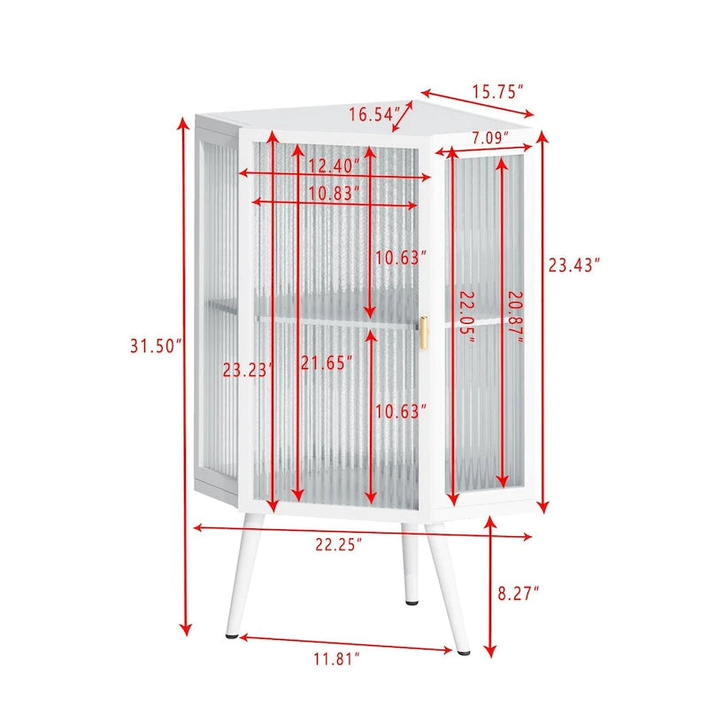 22.25 in. W x 16.54 in. D x 31.5 in. H Floor Coner Linen Cabinet with Tempered Glass Door