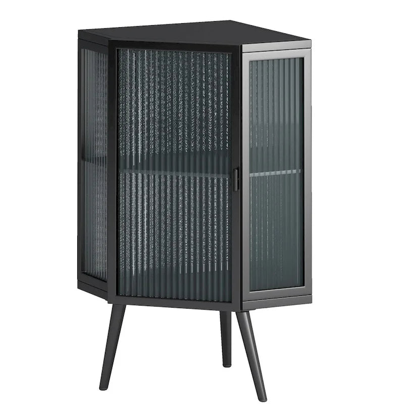 22.25 in. W x 16.54 in. D x 31.5 in. H Floor Coner Linen Cabinet with Tempered Glass Door