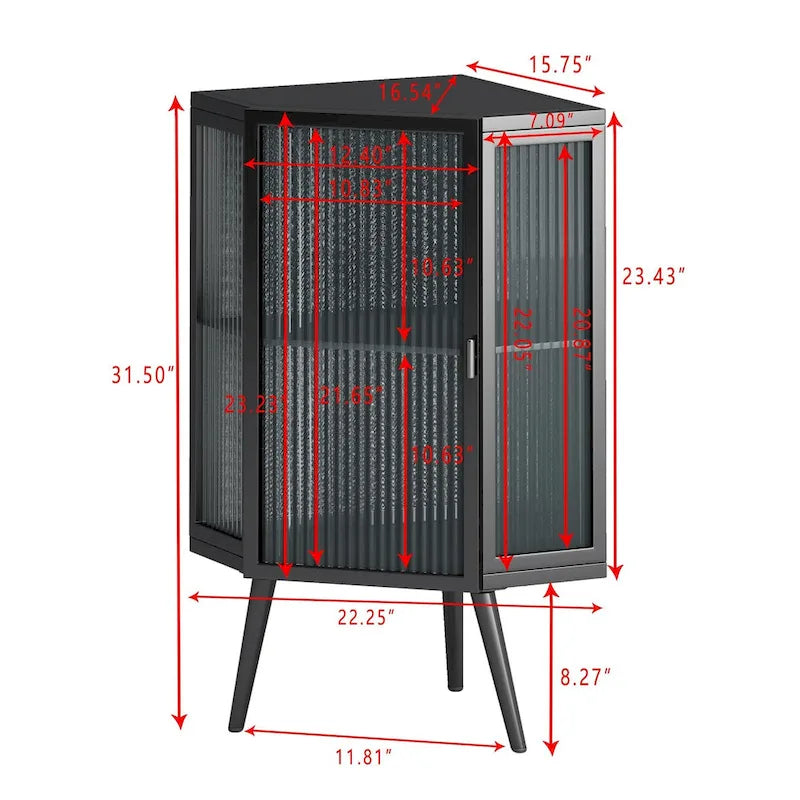 22.25 in. W x 16.54 in. D x 31.5 in. H Floor Coner Linen Cabinet with Tempered Glass Door