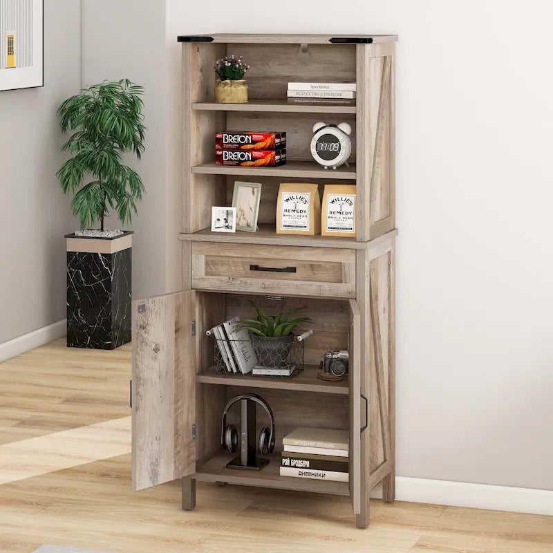 Moasis 58 Tall Storage Cabinet Bathroom Storage Cabinet with Doors and Shelves