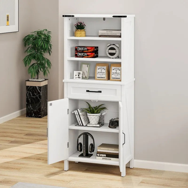 Meuble de rangement haut de 58 po avec portes et tablettes