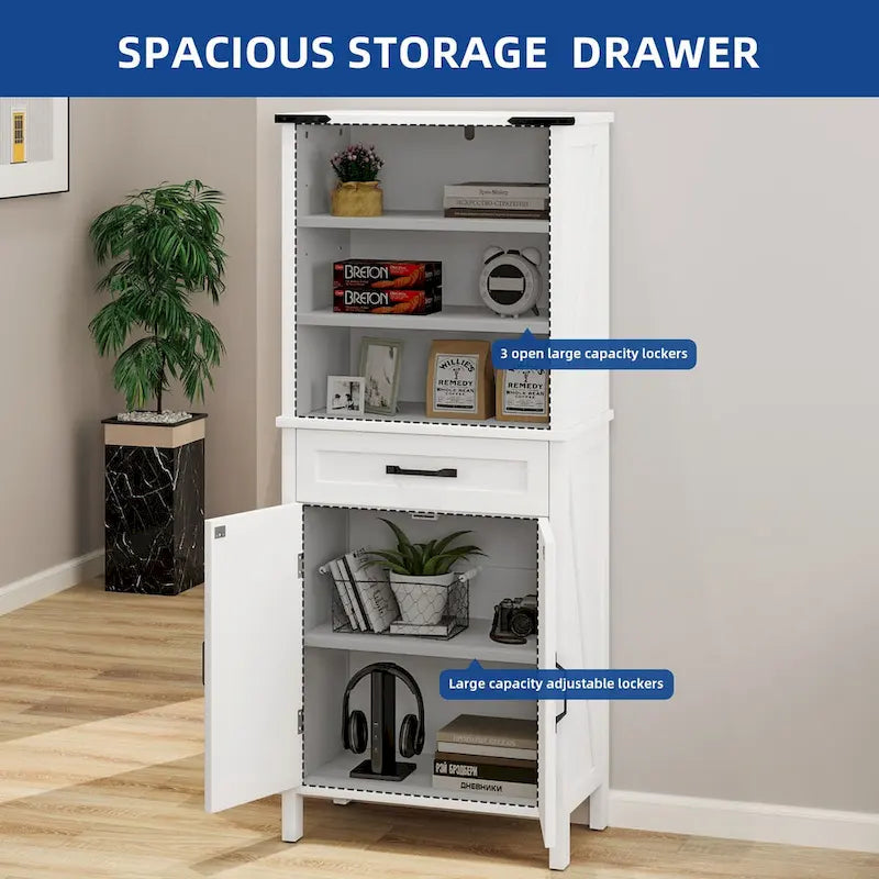 Moasis 58 Tall Storage Cabinet Bathroom Storage Cabinet with Doors and Shelves