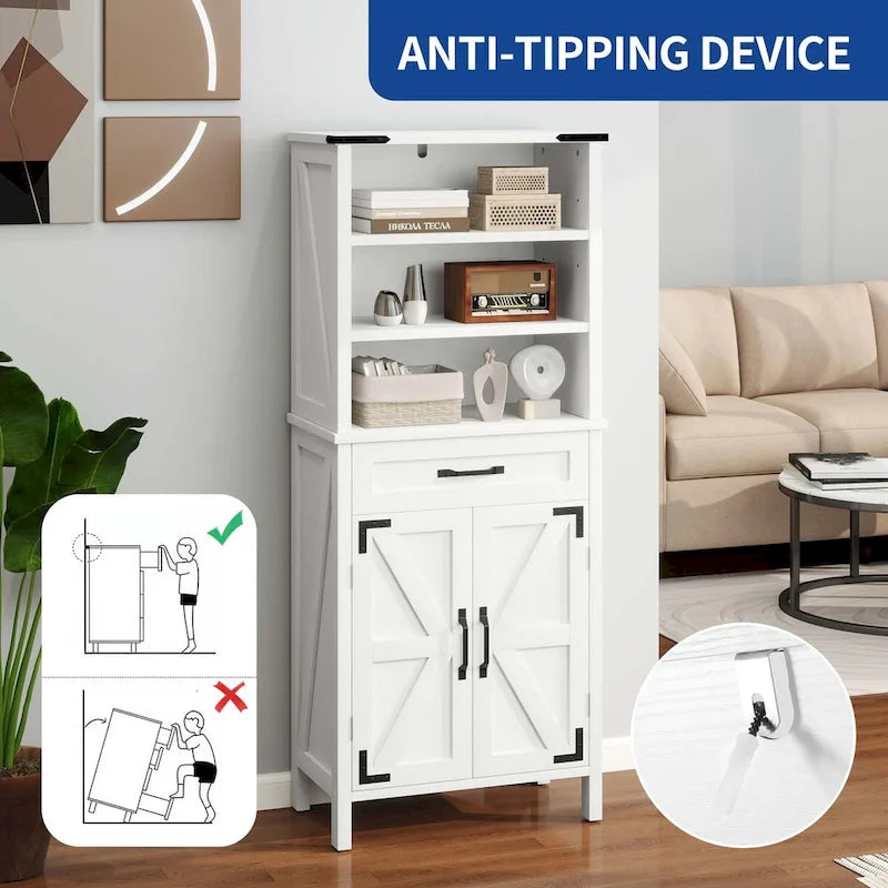 Moasis 58 Tall Storage Cabinet Bathroom Storage Cabinet with Doors and Shelves