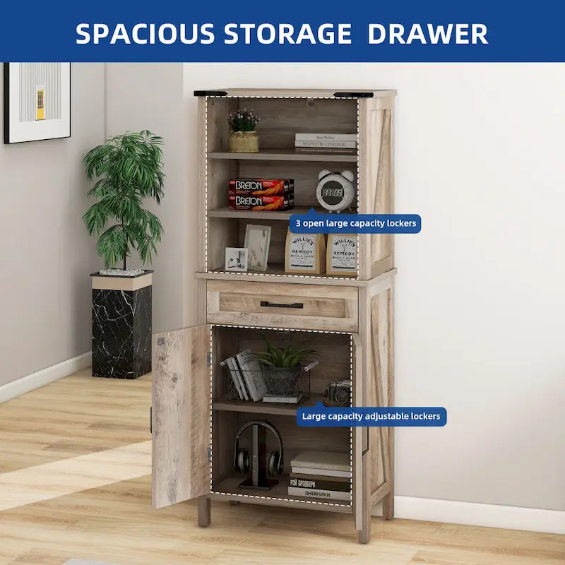 Moasis 58 Tall Storage Cabinet Bathroom Storage Cabinet with Doors and Shelves
