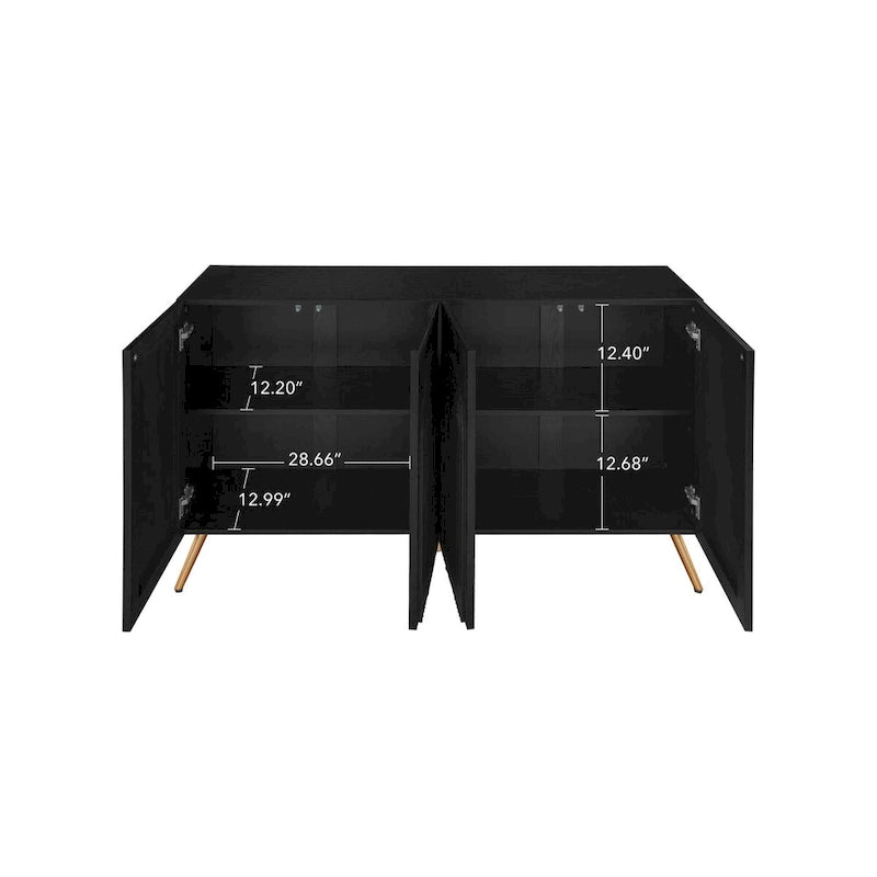 Arch 3D Carved 4 Door Sideboard, Sideboard Buffet Cabinet With Storage, Modern Coffee Bar Cabinet With Adjustable Shelf