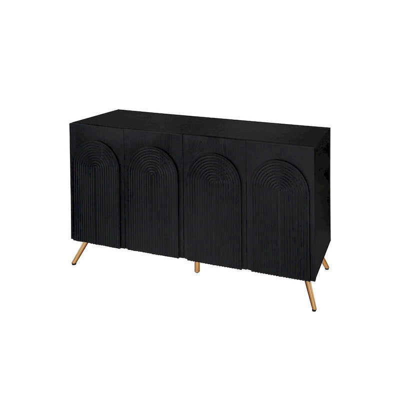 Arch 3D Carved 4 Door Sideboard, Sideboard Buffet Cabinet With Storage, Modern Coffee Bar Cabinet With Adjustable Shelf
