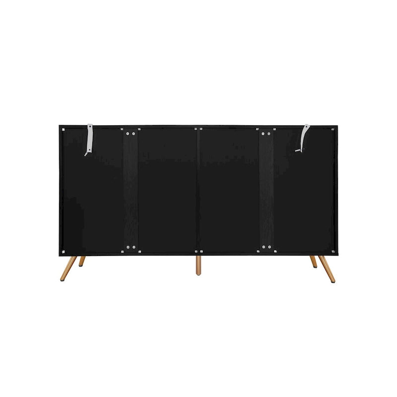 Arch 3D Carved 4 Door Sideboard, Sideboard Buffet Cabinet With Storage, Modern Coffee Bar Cabinet With Adjustable Shelf