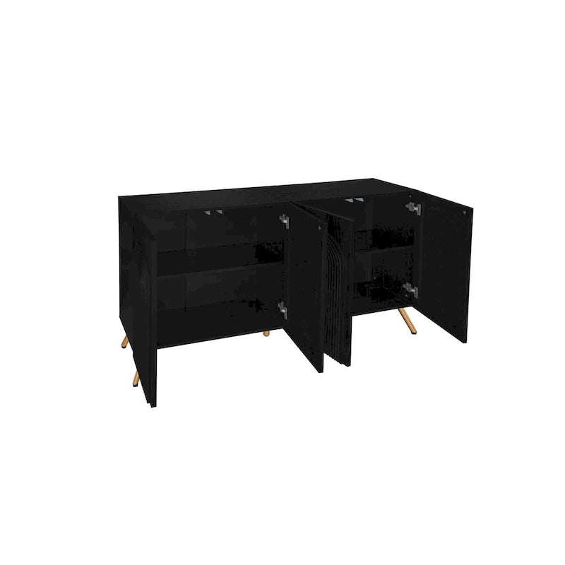 Arch 3D Carved 4 Door Sideboard, Sideboard Buffet Cabinet With Storage, Modern Coffee Bar Cabinet With Adjustable Shelf