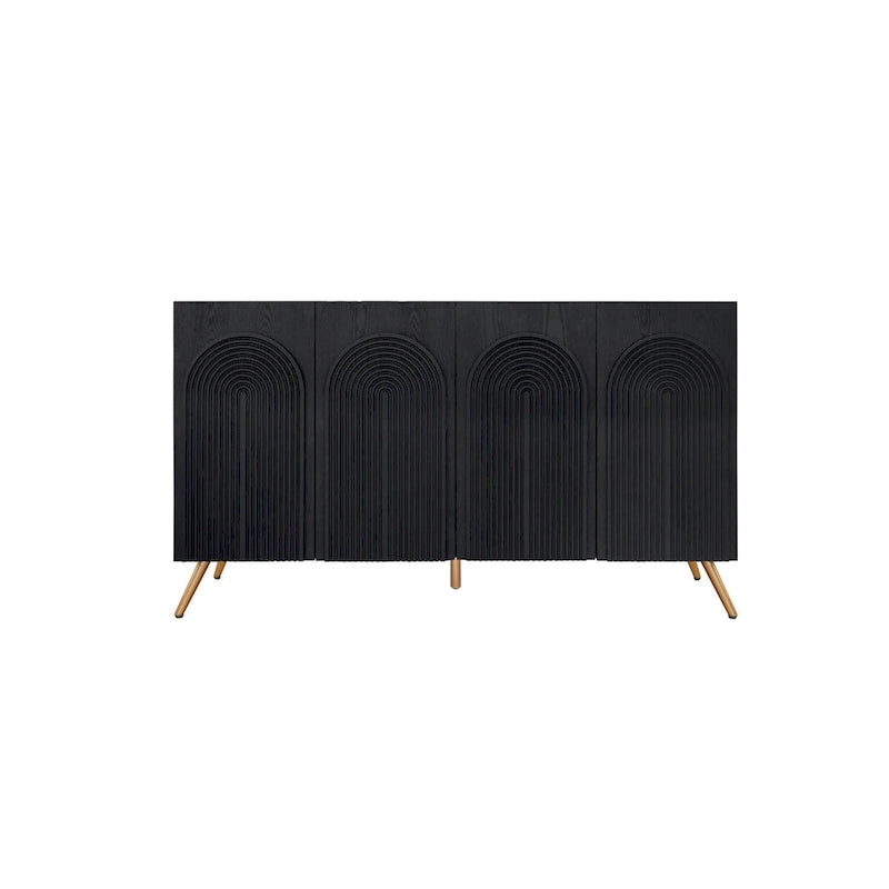 Arch 3D Carved 4 Door Sideboard, Sideboard Buffet Cabinet With Storage, Modern Coffee Bar Cabinet With Adjustable Shelf